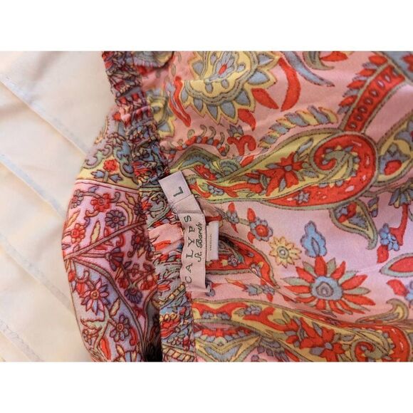 CALYPSO st. Barth silk paisley off shoulder ruffled crop top sz l euc - Picture 3 of 7